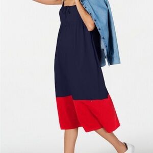 Tommy Hilfiger Navy and Red Dress Padded With Bow Women’s Medium